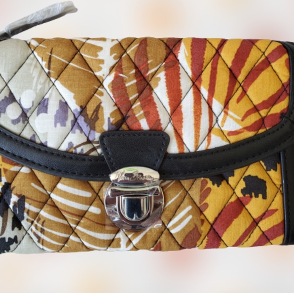 Vera Bradley printed quilted pushlock zip around wristlet, yellow…